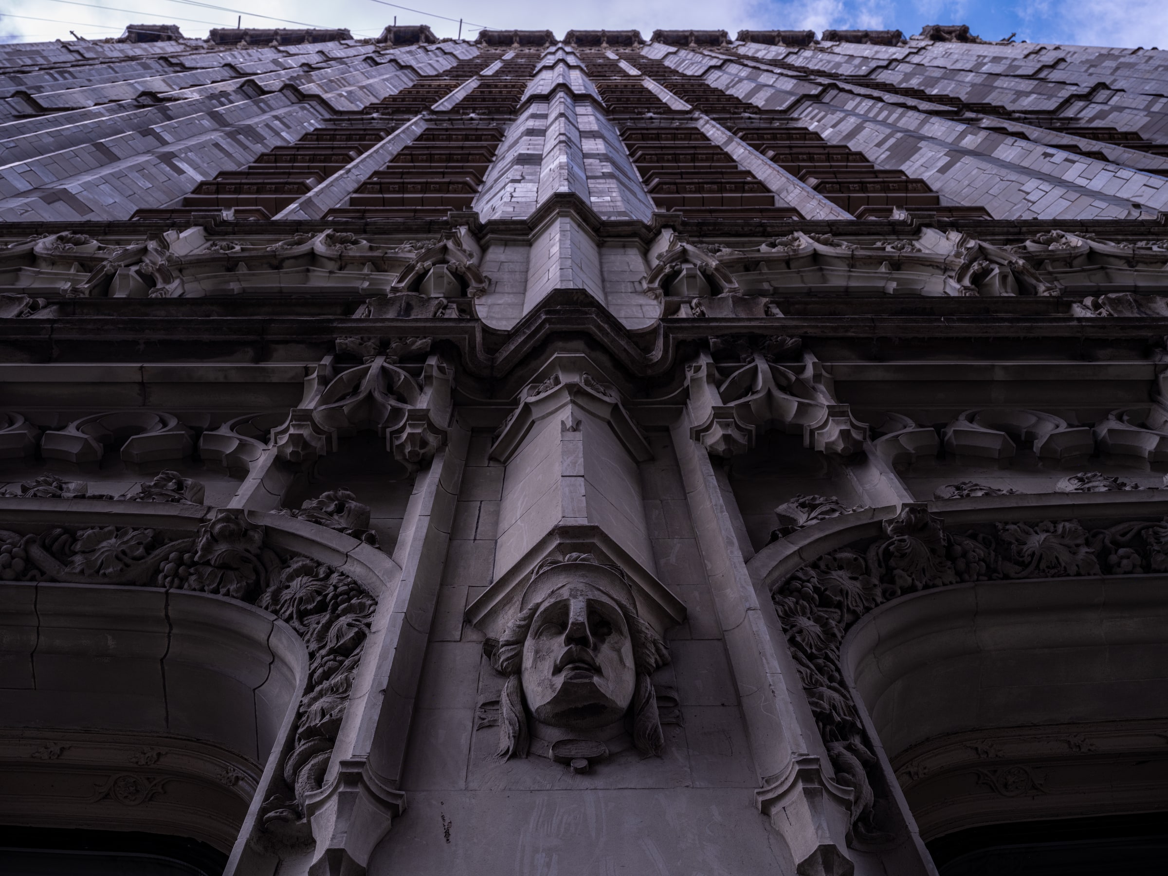 Scaffold-height view of the Woolworth Building during the 2023–2025 restoration